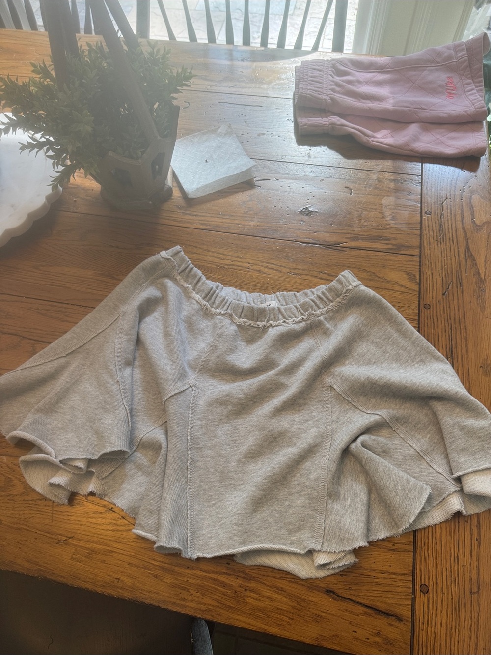 aerie light gray flared knit mini skirt